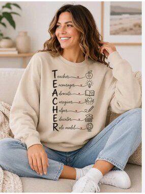 Teacher Sweatshirt Appreciation Gift TEACHER Acronym Crewneck back to school